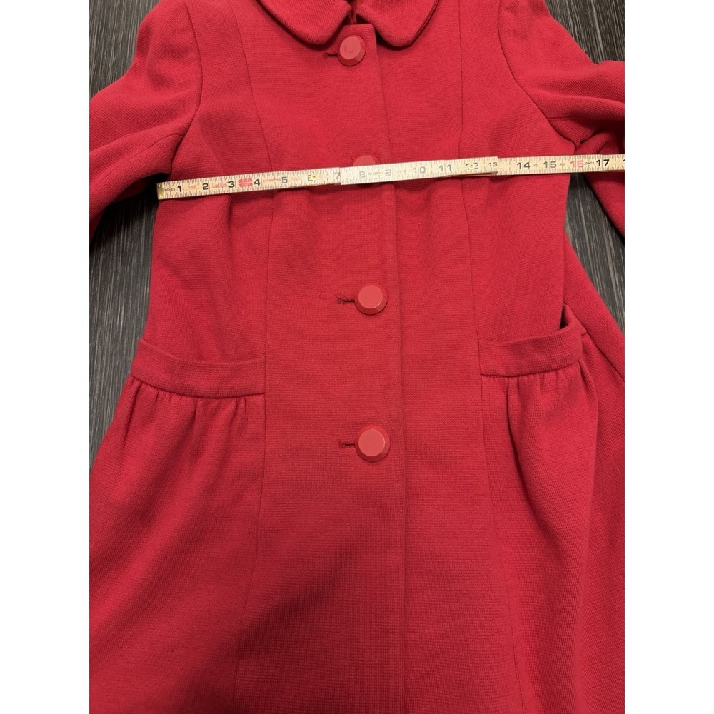 Inc International Concepts Sz S Petite Red Pea Coat Twee Academia Maximalist - Picture 3 of 5